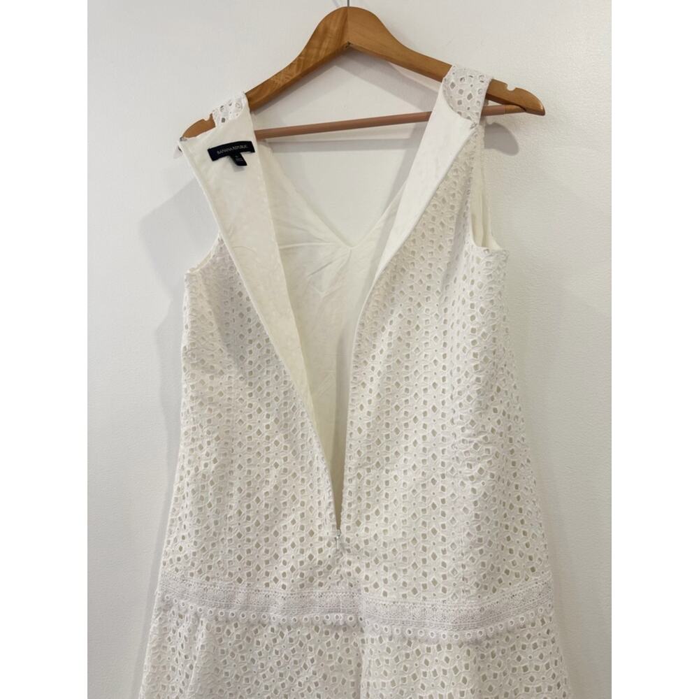Banana Republic White Cotton Eyelet Drop Waist Dress 6 - Picture 9 of 12